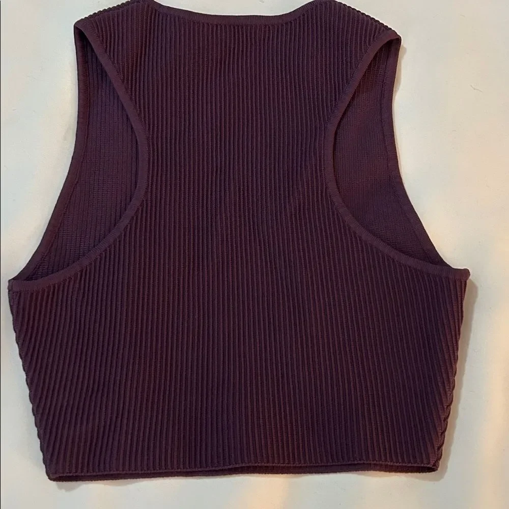Aritzia Babaton Ribbed Sleeveless Crop Top - Plum small